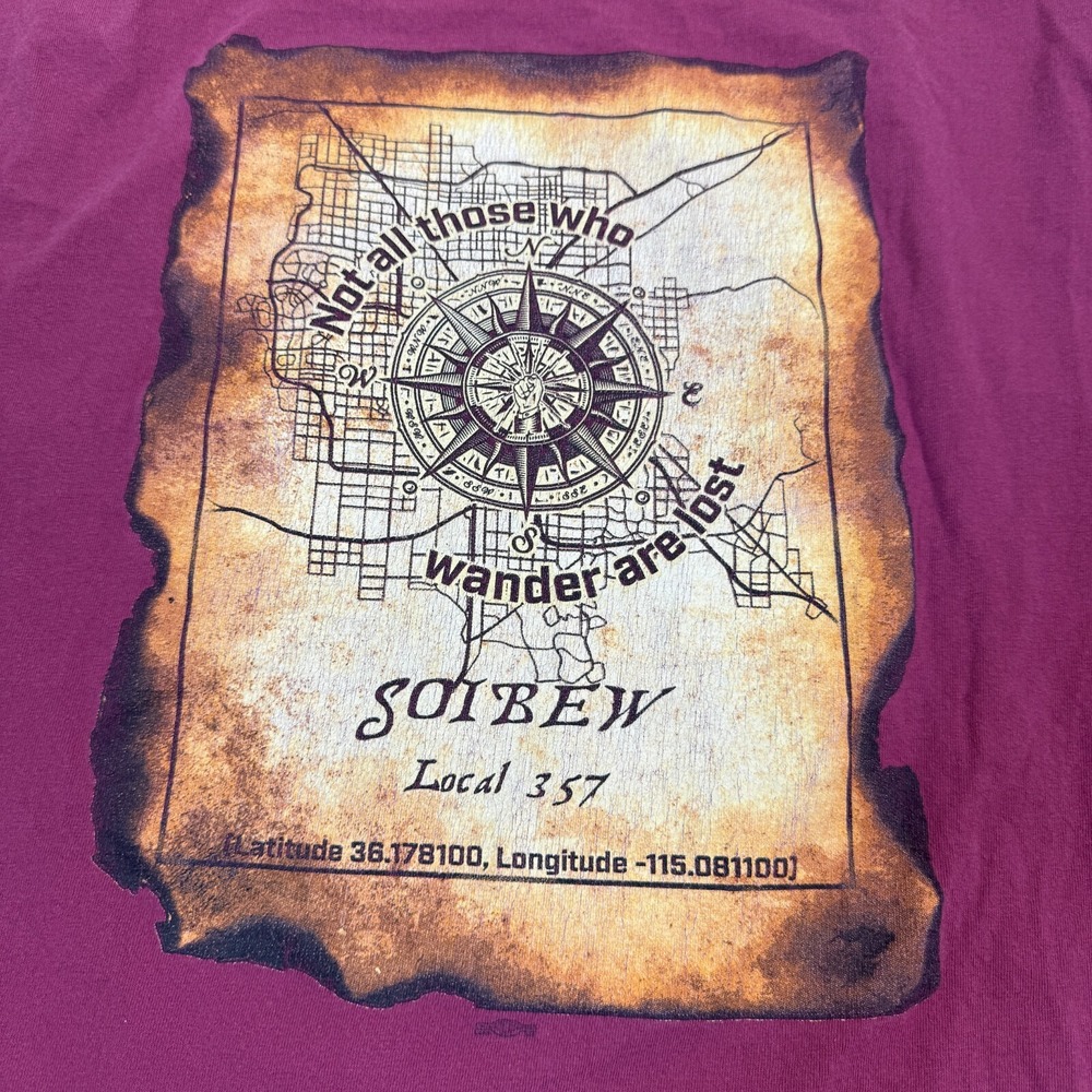 Bayside T-Shirt Men XL Red SOIBEW Local 357 Compass Pocket Heavyweight‎ USA